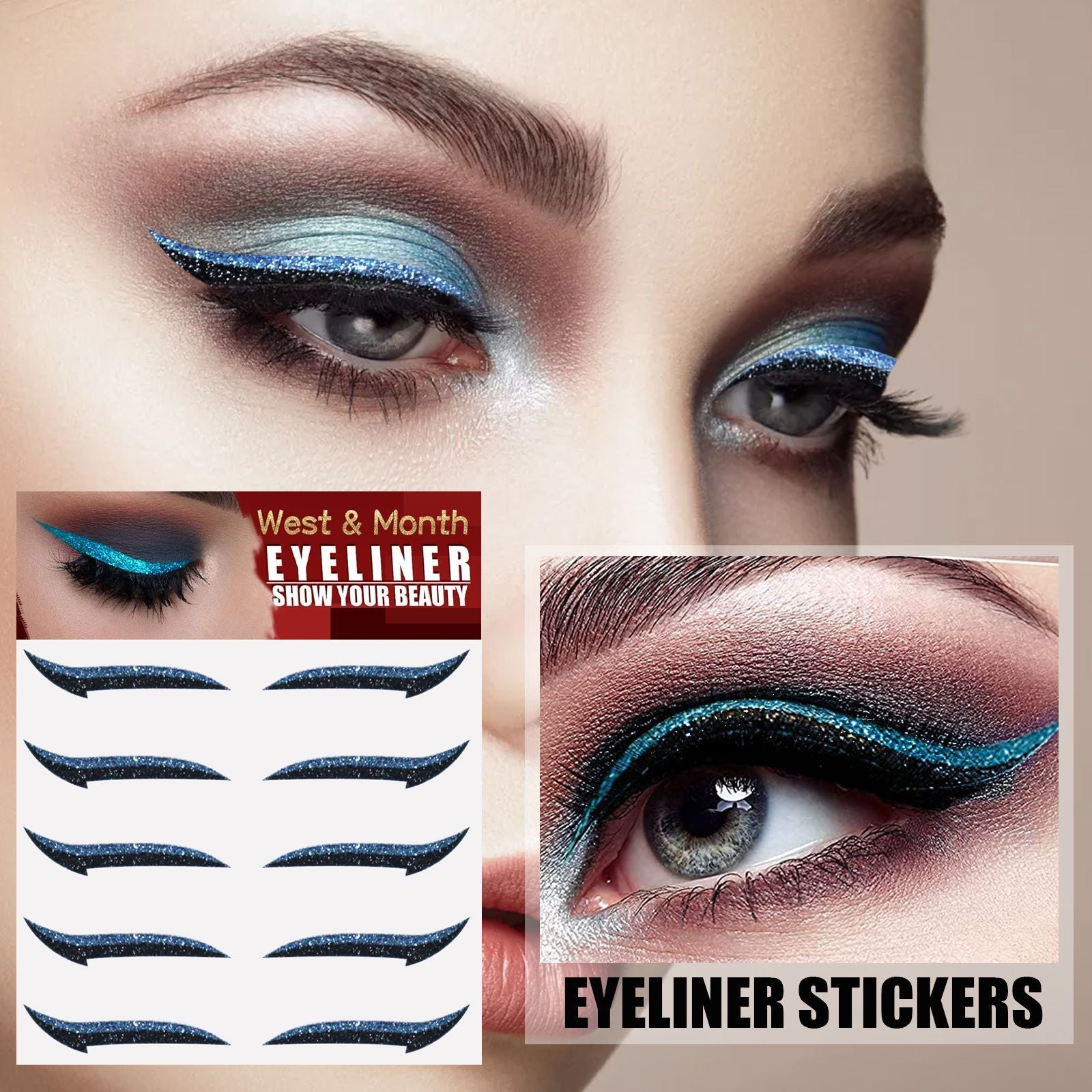 Eyeliner Stickers, Silver Light Makeup Eye Patch Party Nightclub Stage Silver Light Stage Double Eyelid Patch - Korvel