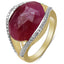 14K Yellow Gold Plated Pink Sapphire & White Diamond Ring