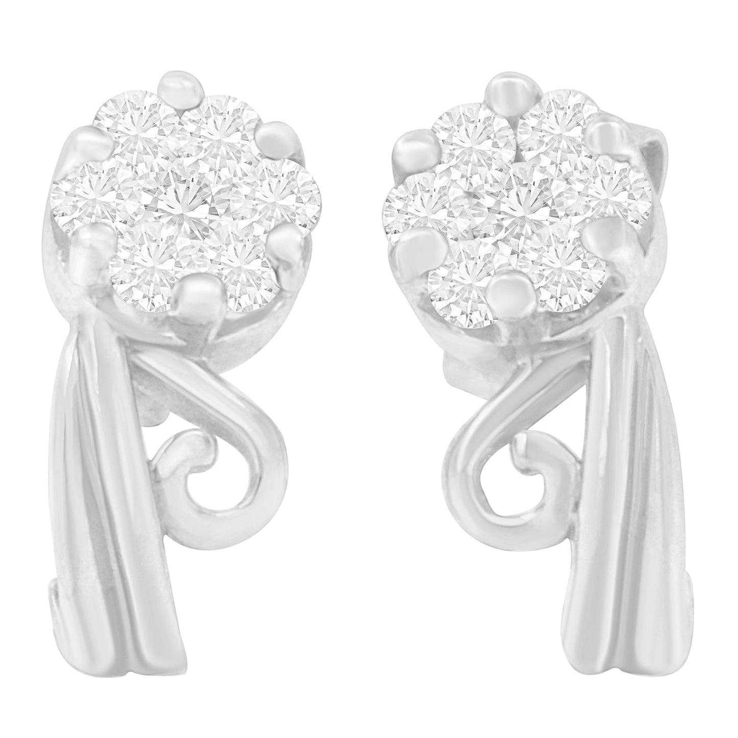 14K White Gold Round Cut Diamond Earrings (1/2 cttw)