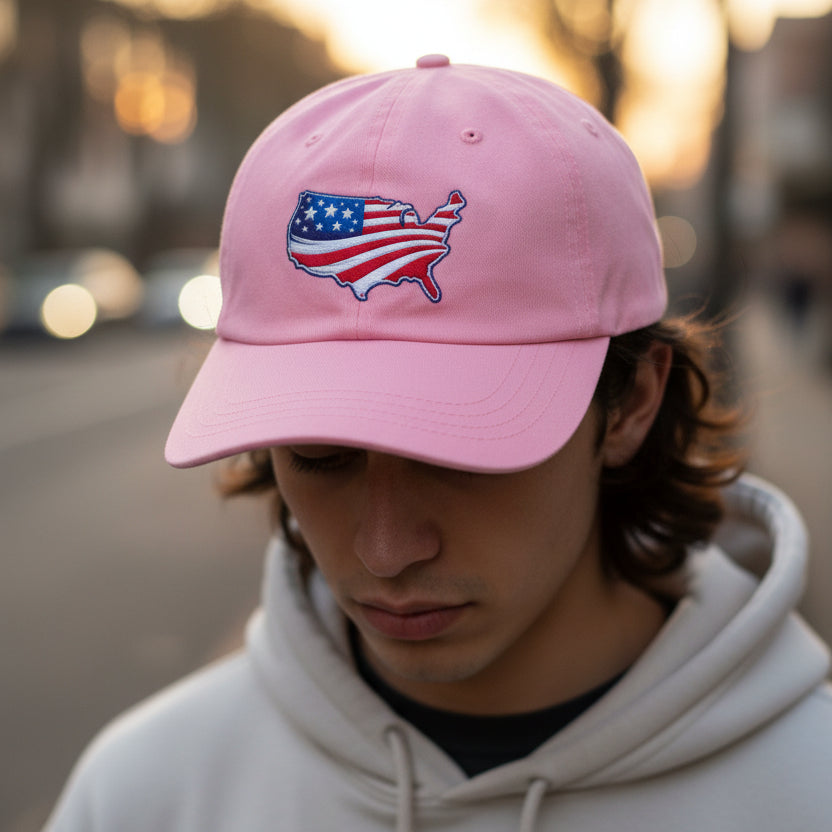 USA Map Embroidered Baseball Cap – Classic Patriotic Style