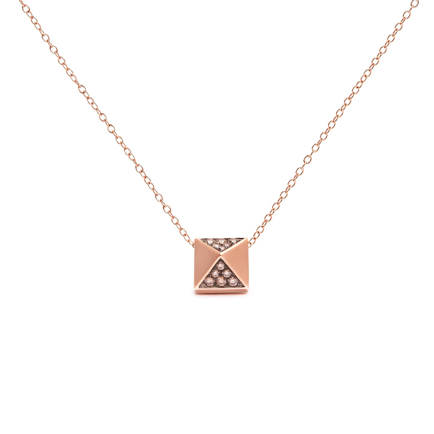 Collier Pendentif en Diamant Marron en Or Rose 14K - 18"