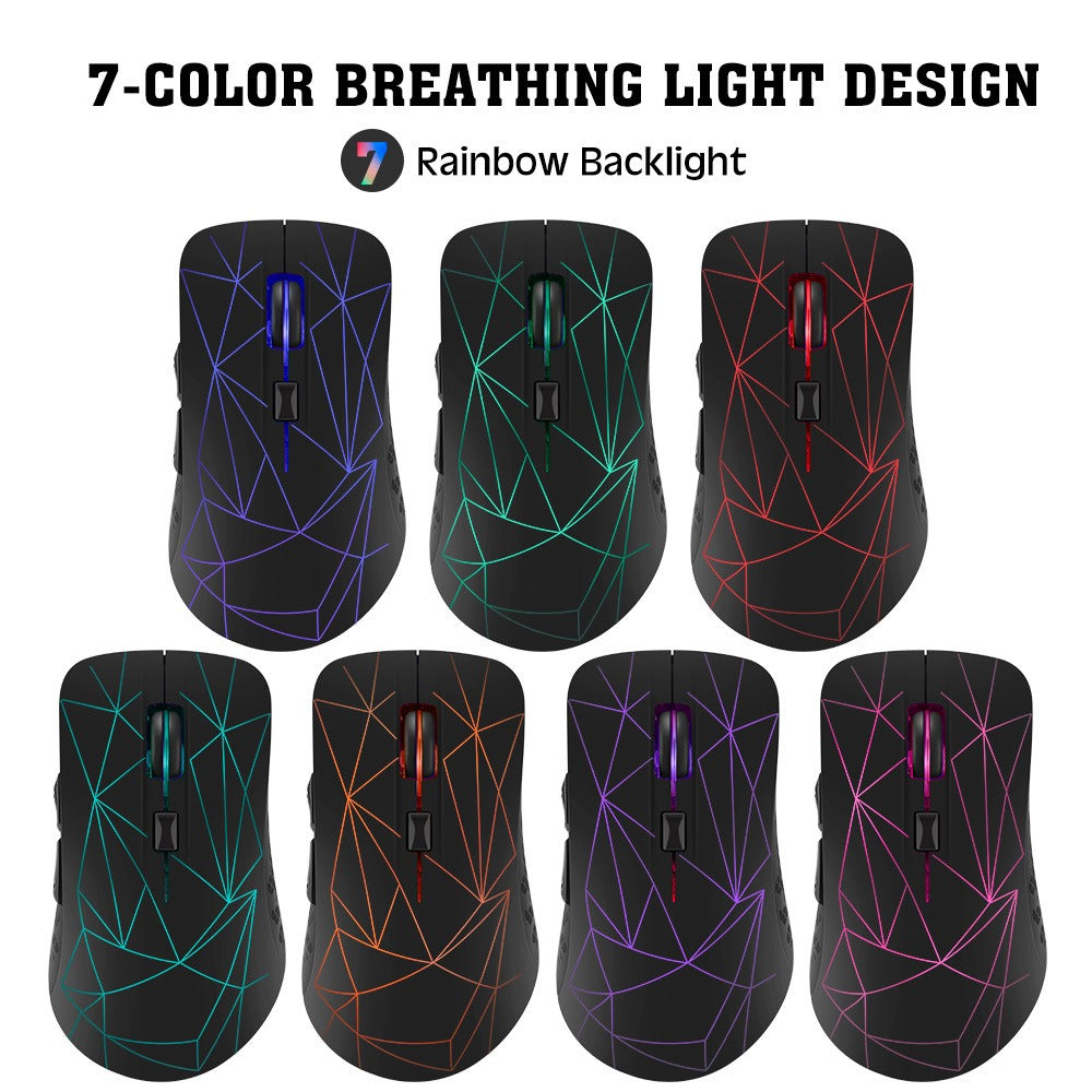 Dual mode wireless mouse silent office colorful illuminated charging Bluetooth mouse for laptops - Korvel