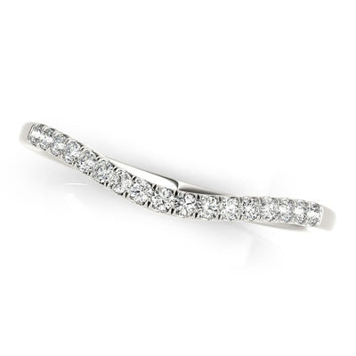 14k White Gold Soft Curved Diamond Wedding Band