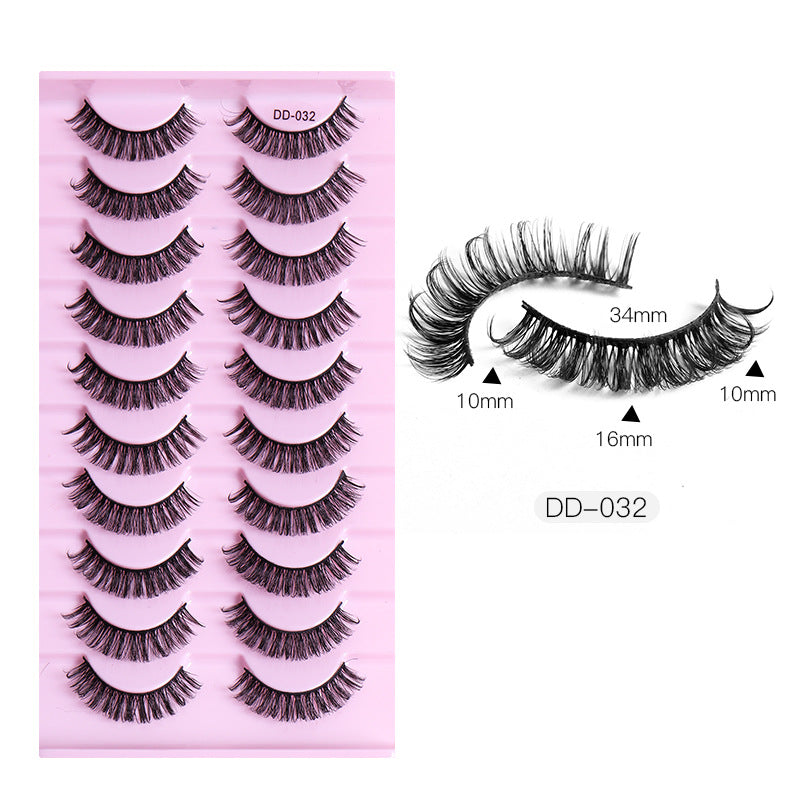 New DD Russian Large Roll Grafting Free False Eyelashes 10 Pairs Of Multi-Layer Thick Cross Mink Like Eyelashes - Korvel