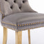 Tufted solid wood velvet cushioned dining chair, gold-plated stainless steel nail leg heads, 2 pieces in gray and gold - Korvel