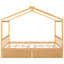 Full Size House Platform Bed with Storage Drawers and Roof Design