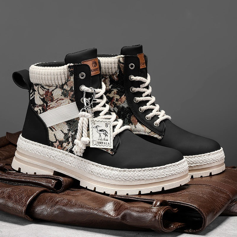 Men's High-Top Print Boots - Comfy & Breathable Casual Footwear