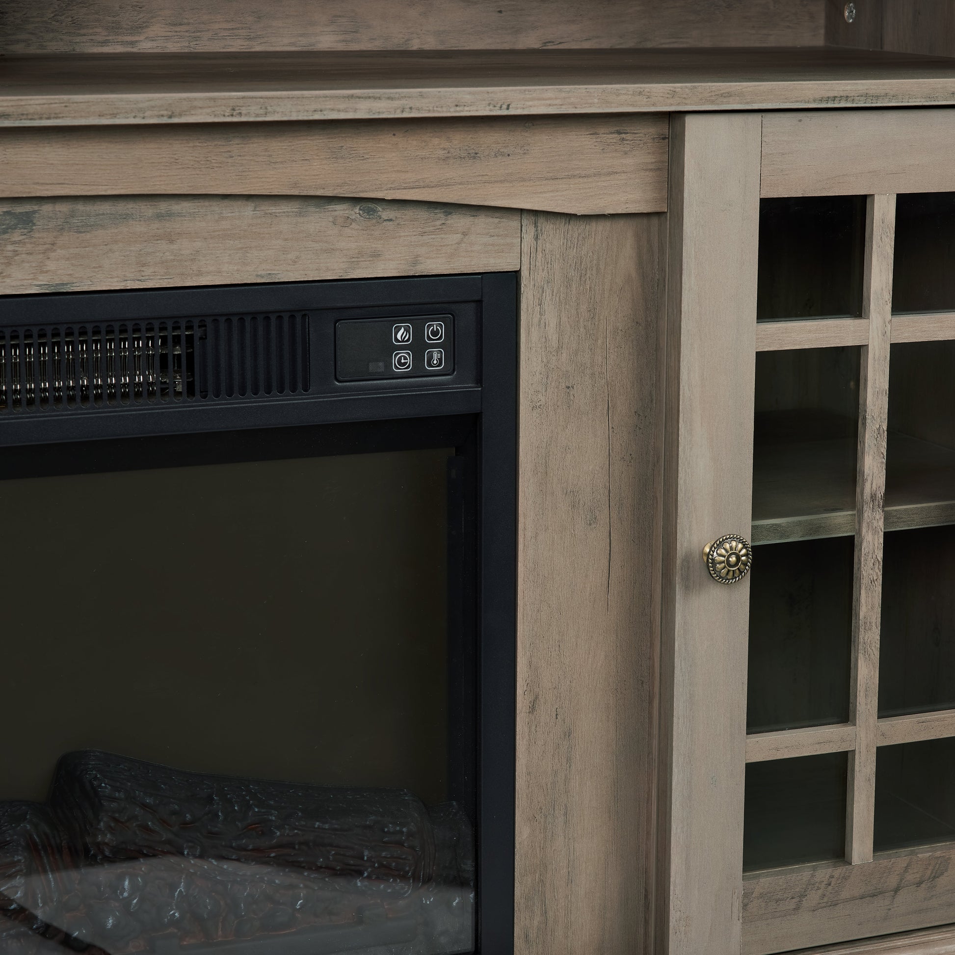 Classic TV Media Stand Modern Entertainment Console with 23" Fireplace Inset for TV Up - Korvel