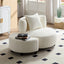 Fauteuil en tissu teddy beige moderne avec pouf