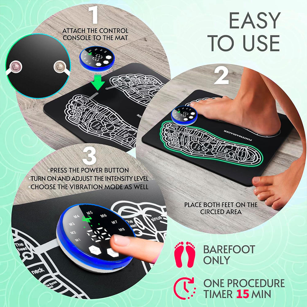 Ems Foot Stimulator Muscle Blood Circulation Feet Leg Relax Pain Relief Usb Foot Massager Mat - Korvel