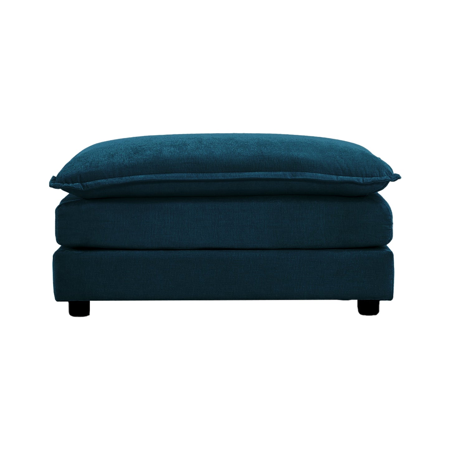 Premium Blue Chenille Fabric Ottoman Footrest
