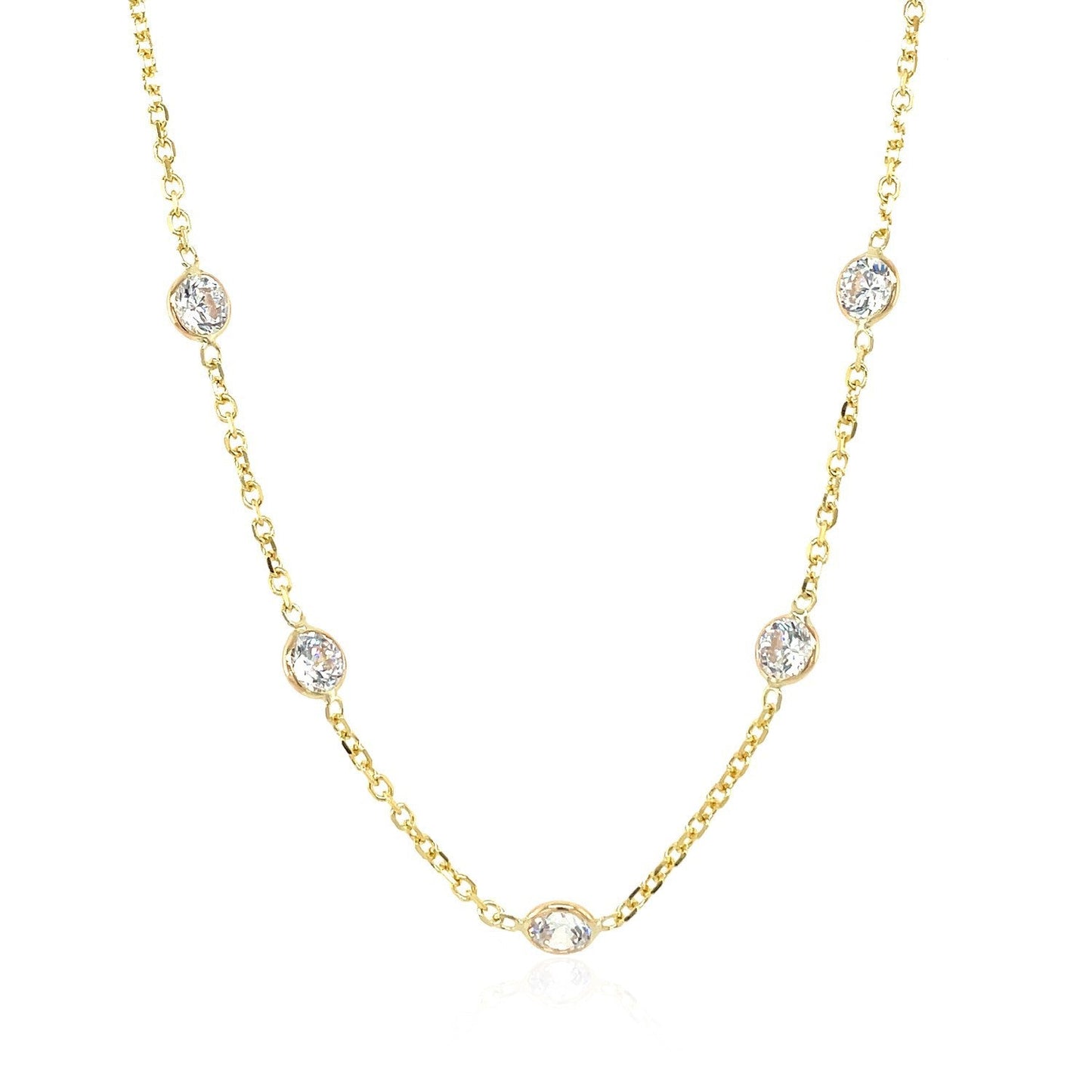 14k Yellow Gold CZ By the Yard Long Links Necklace