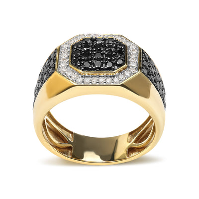 Men's 10K Yellow Gold Octagonal Halo Band Ring with Diamonds - Size 10