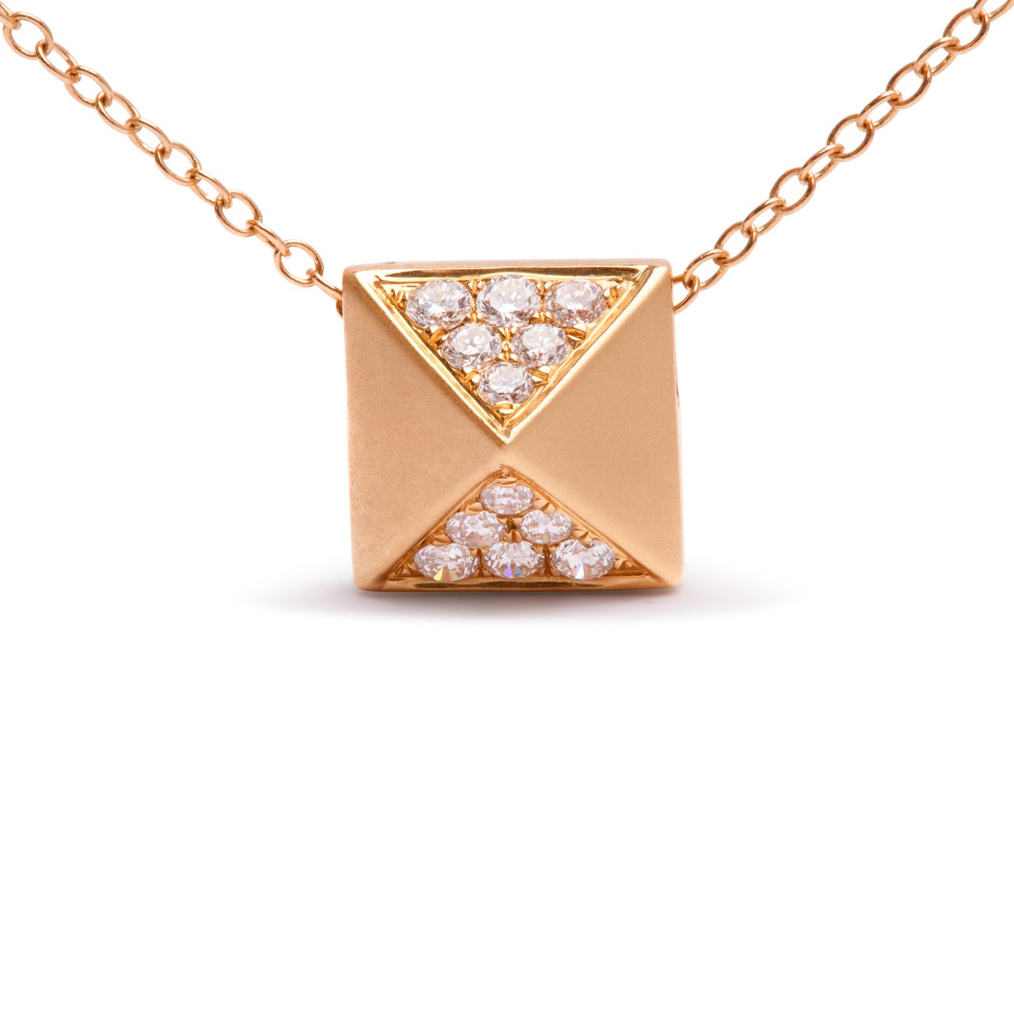 Collier Pendentif Pyramid en Diamant en Or Jaune 14K - 18 Pouces