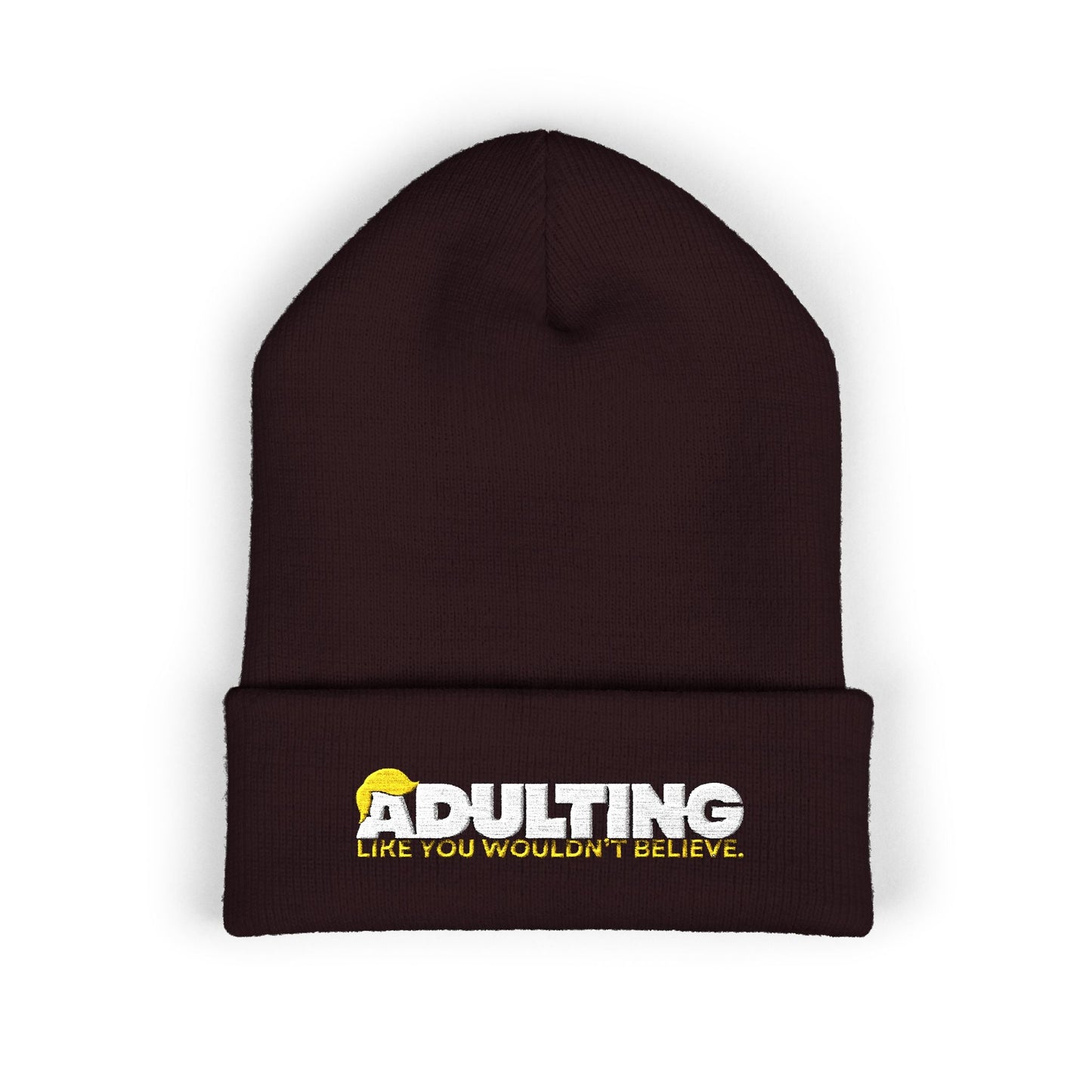 Adulting, comme vous ne le croiriez pas – Bonnet tricoté à revers