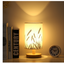 Linen Table Lamp LED Linen Night Lamp w/Warm White Light Linen Nightstand Lamp USB Powered Wooden Beside Lamp - Korvel