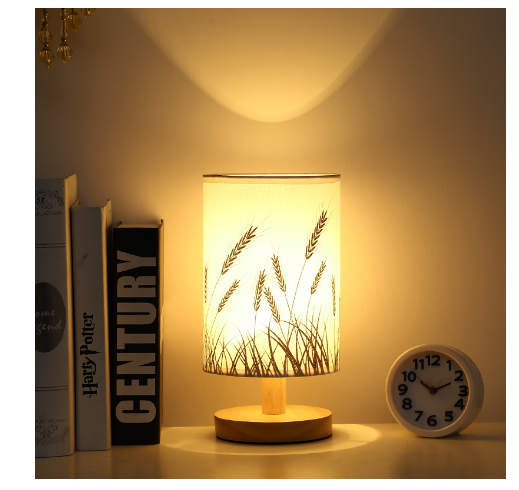 Linen Table Lamp LED Linen Night Lamp w/Warm White Light Linen Nightstand Lamp USB Powered Wooden Beside Lamp - Korvel