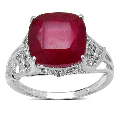 Bague en rubis rempli de verre et topaze blanche de 4,20 ct. t.w. en argent sterling