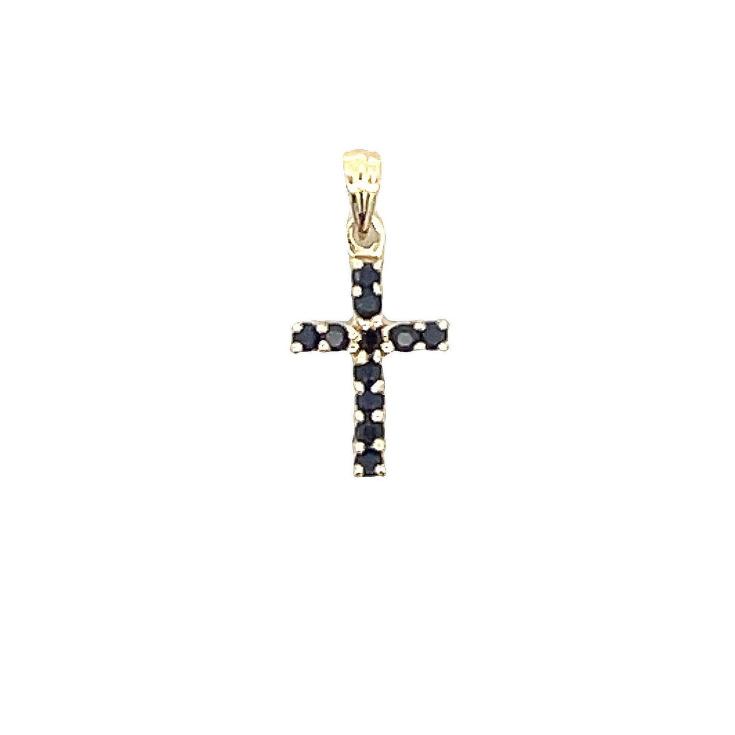 .21ct Sapphire Cross Pendant in 10KT Yellow Gold
