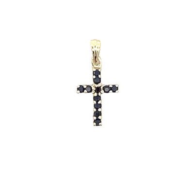 .21ct Pendentif Croix en Saphir en Or Jaune 10KT