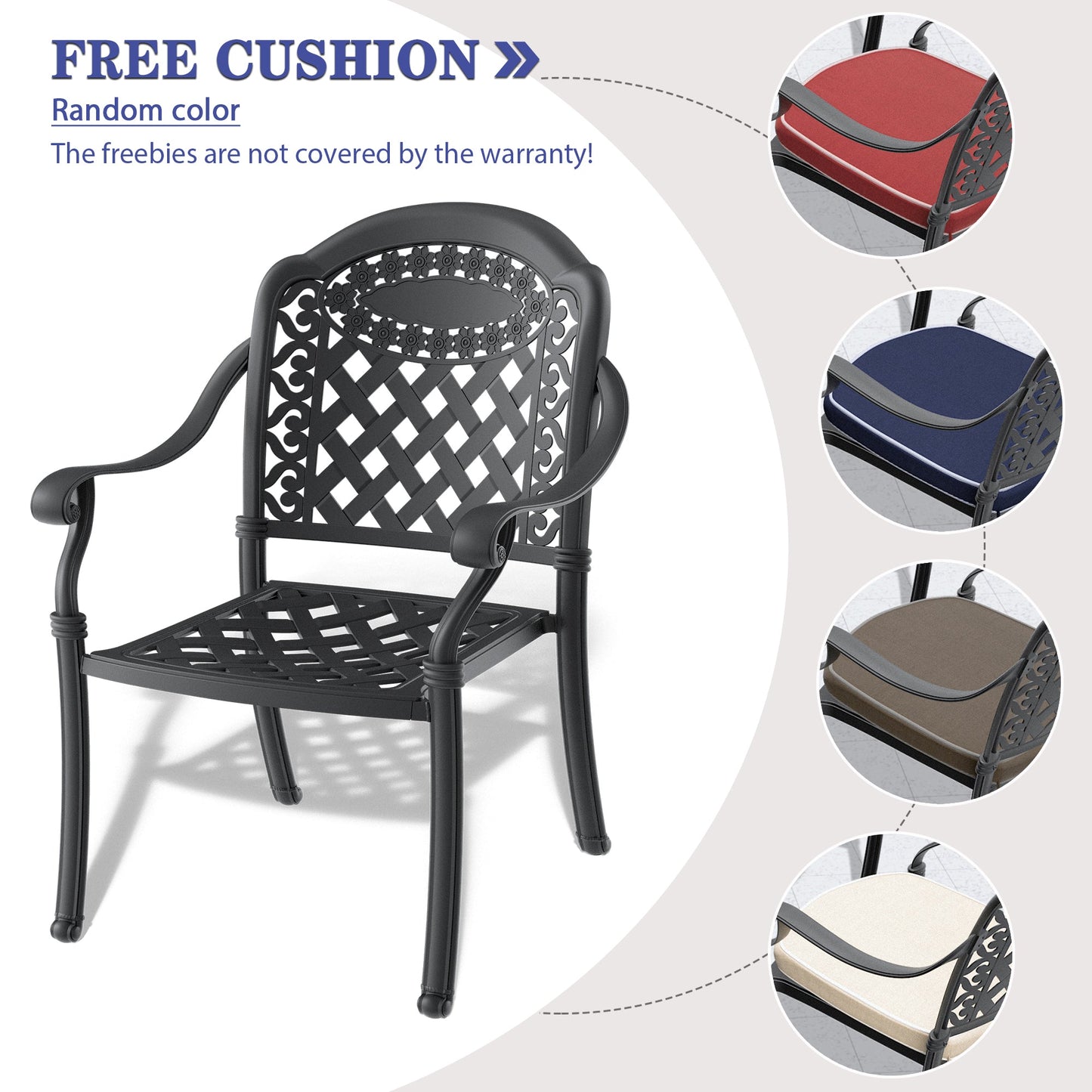 (Cushions In Random Colors)5-Piece Set Of Cast Aluminum Patio Furniture With Cushions - Korvel