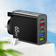 Standard PD65W mobile phone charger 4A type-c PD+3USB multi port European, American, English travel charging head - Korvel