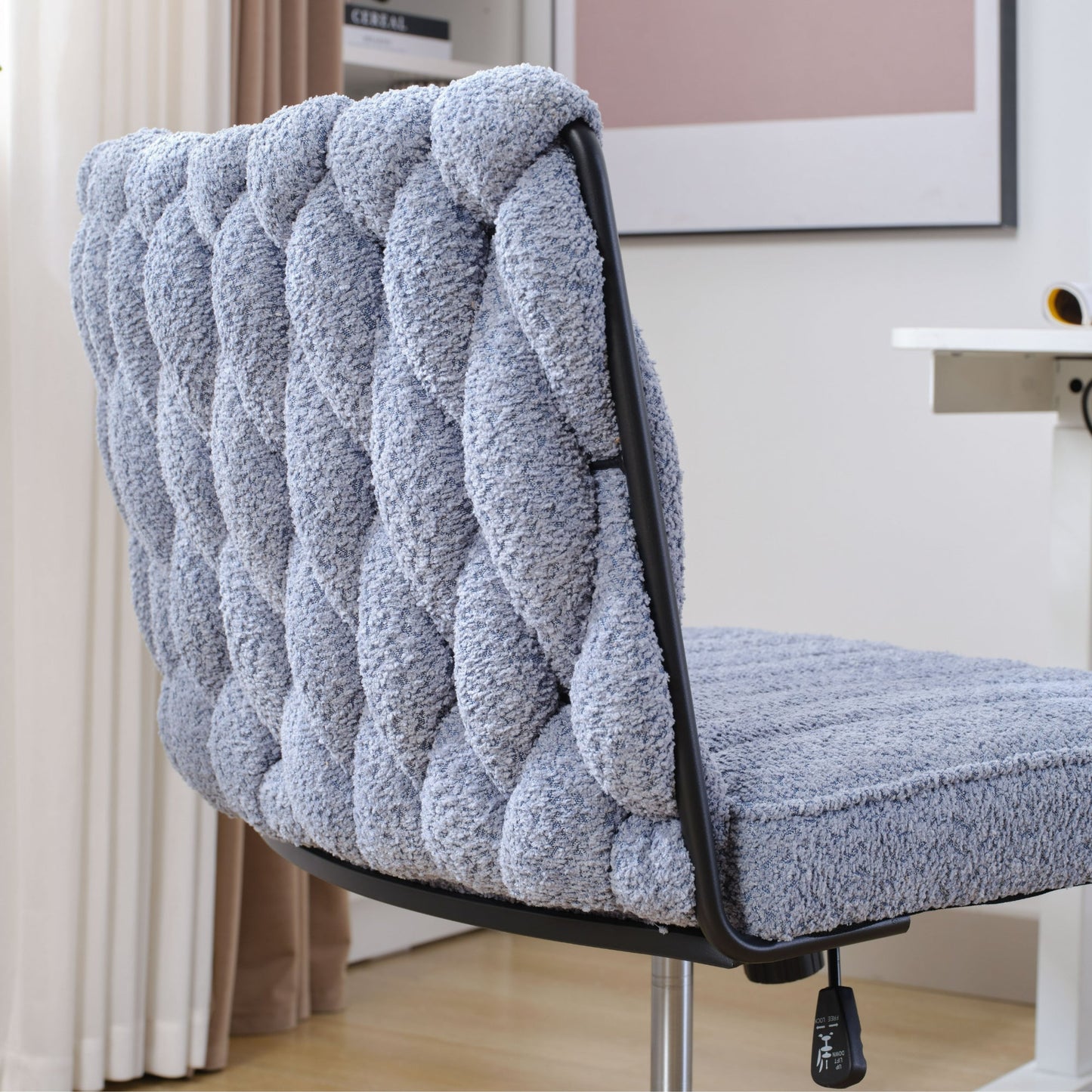 Armless Office Desk Chair No Wheels BLUE - Korvel