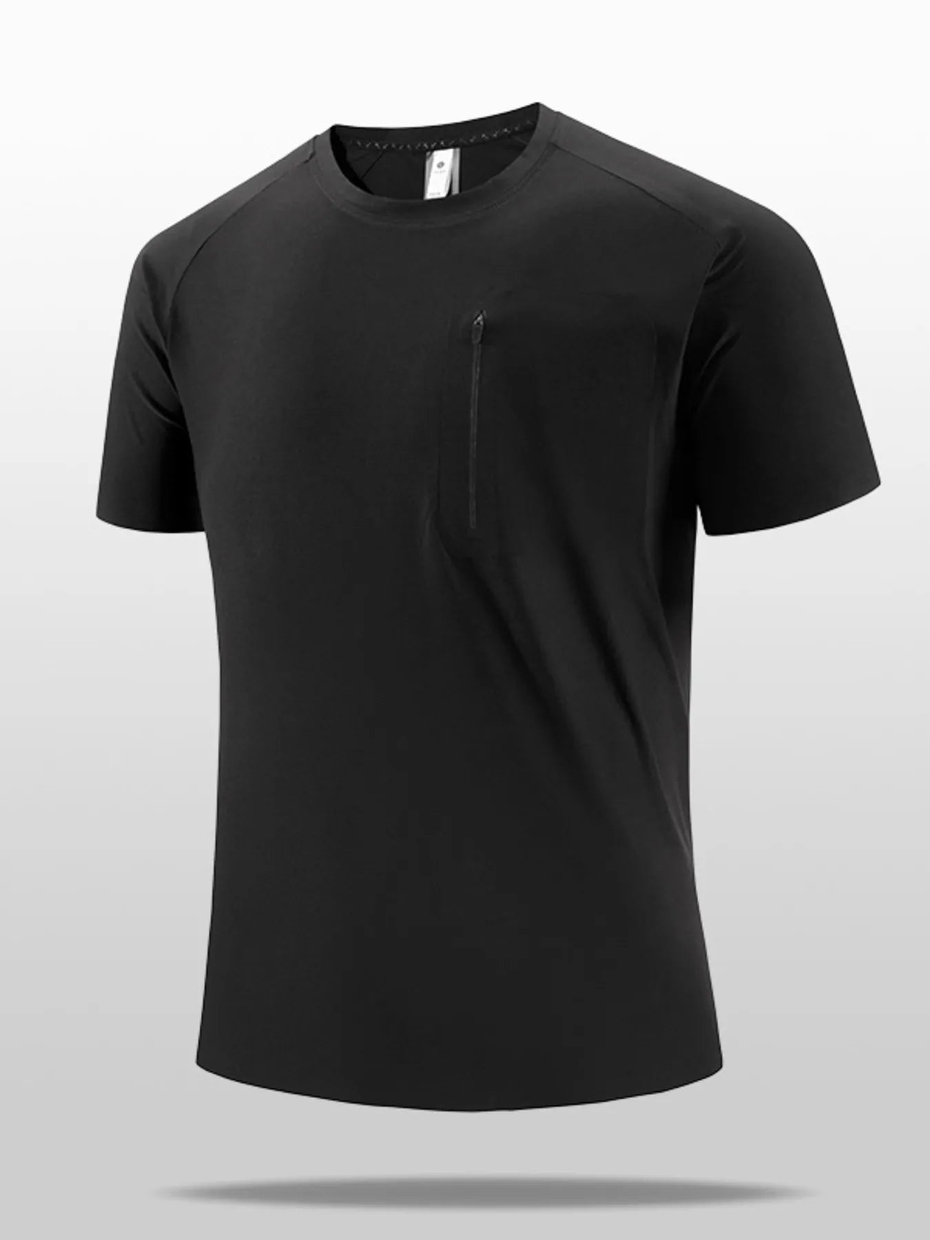 T-shirt à séchage rapide pour hommes grande taille avec poche zippée