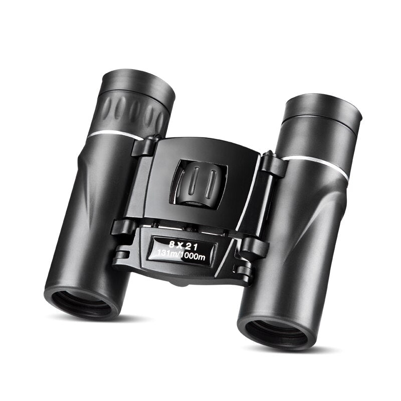 8x21 Compact Zoom Binoculars Long Range Folding HD Powerful Mini Telescope Bak4 FMC Optics Hunting Sports Black Kids Telescope - Korvel