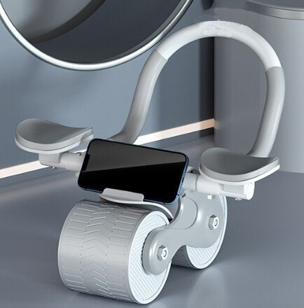 New Design Indoor Home Exercise Flat Elbow Supporter 2 Wheel Ab Trainer Automatic Rebound Abdominal Wheel Roller - Korvel