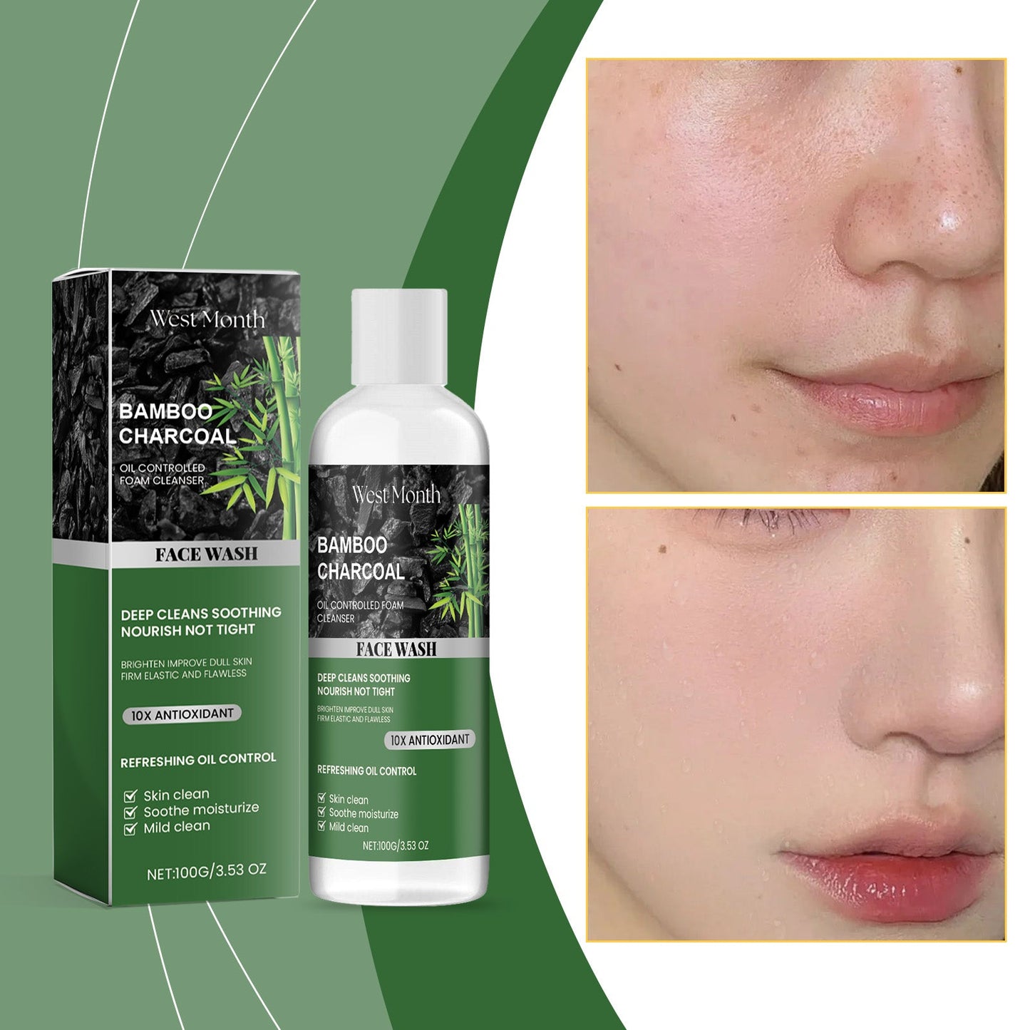 Nettoyant facial au charbon actif premium pour une peau rafraîchie