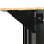Kitchen trolley with rubber wood leaf countertop, 5-wheel kitchen island, storage cabinet and 3 dining drawers, black - Korvel