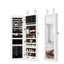 Mirror jewelry cabinet, 47.2-inch large capacity lockable jewelry organizer, wall mounted mirror, with white jewelry storage - Korvel
