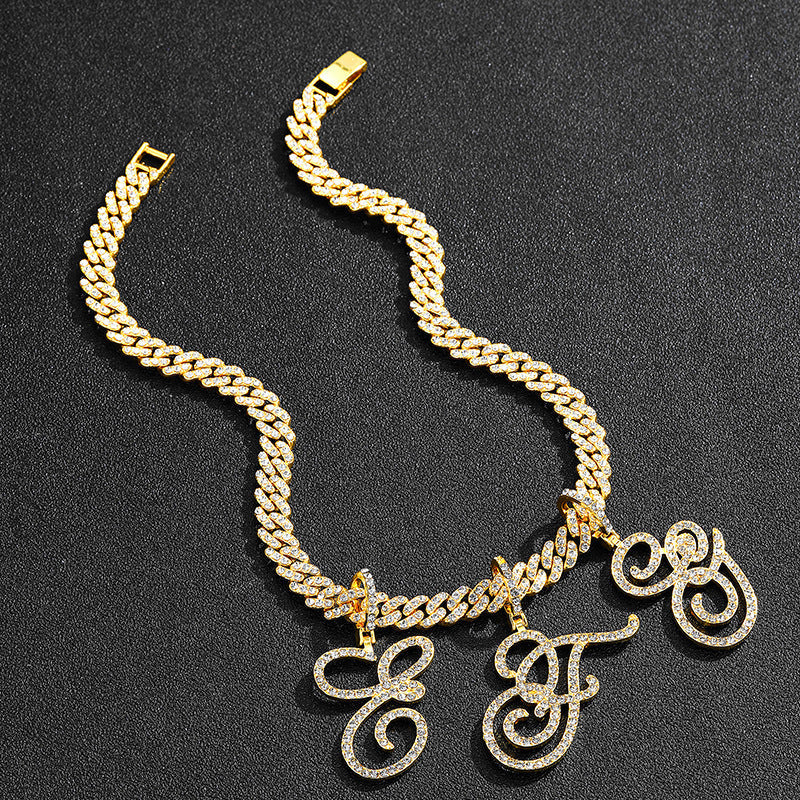 Hip Hop Grass Letter Pendant with Cuban Chain