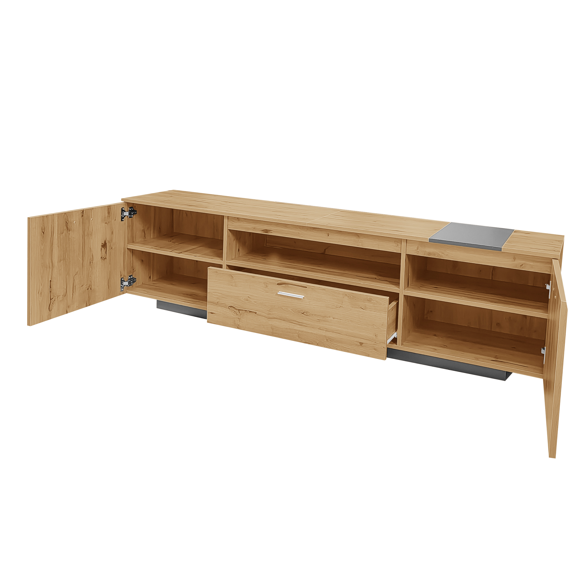 70 inch modern TV stand with 3 cabinets and drawers, entertainment center can accommodate TVs under 80 inches - Korvel