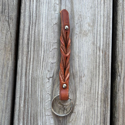 Stylish Twisted Leather Keychains with Stud Accents - Korvel