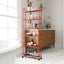 Red 6-story rolling cart gap kitchen ultra-thin sliding out storage tower shelf with wheels, 6 baskets - Korvel