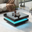 ON-TREND High Gloss Minimalist Design with LED Lights 2-Tier Square Coffee Table Black - Korvel