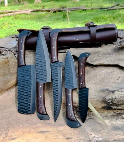Affordable Premium Knife Set – Forged Steel Blade with Elegant Wenge Handle & Leather Case - Korvel