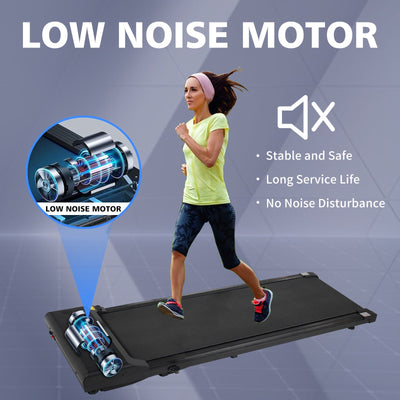 Portable treadmill with remote control, a 240 pound walking and jogging machine, and a black capacity - Korvel
