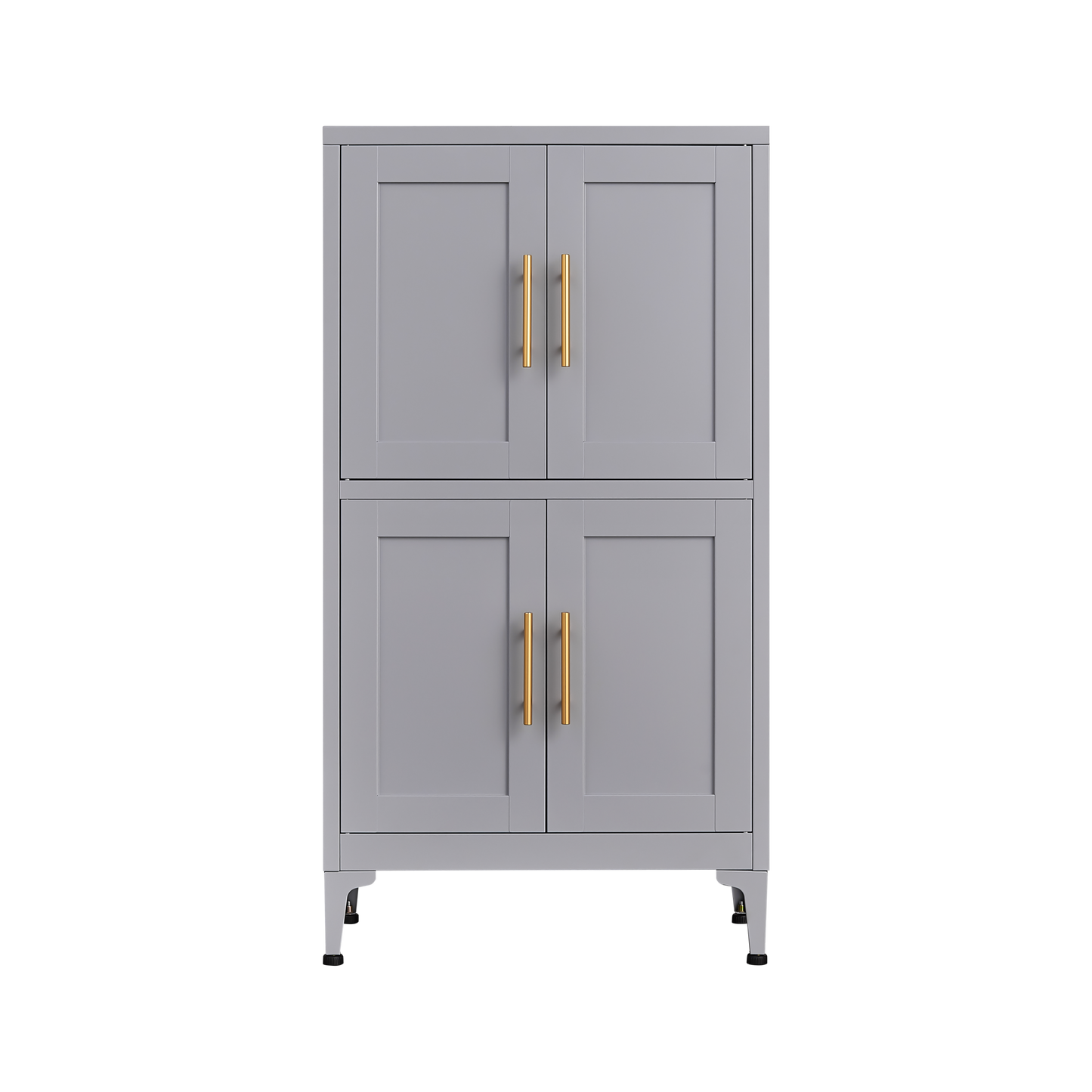 Grey metal kitchen storage cabinet, kitchen pantry storage cabinet with door and shelf, adjustable leveling feet - Korvel