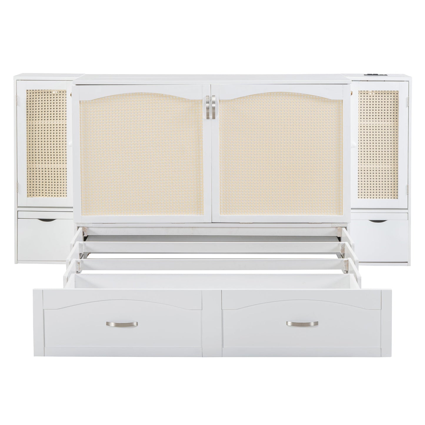Cama Murphy Grande Blanca con Cajones y Armarios de Almacenamiento