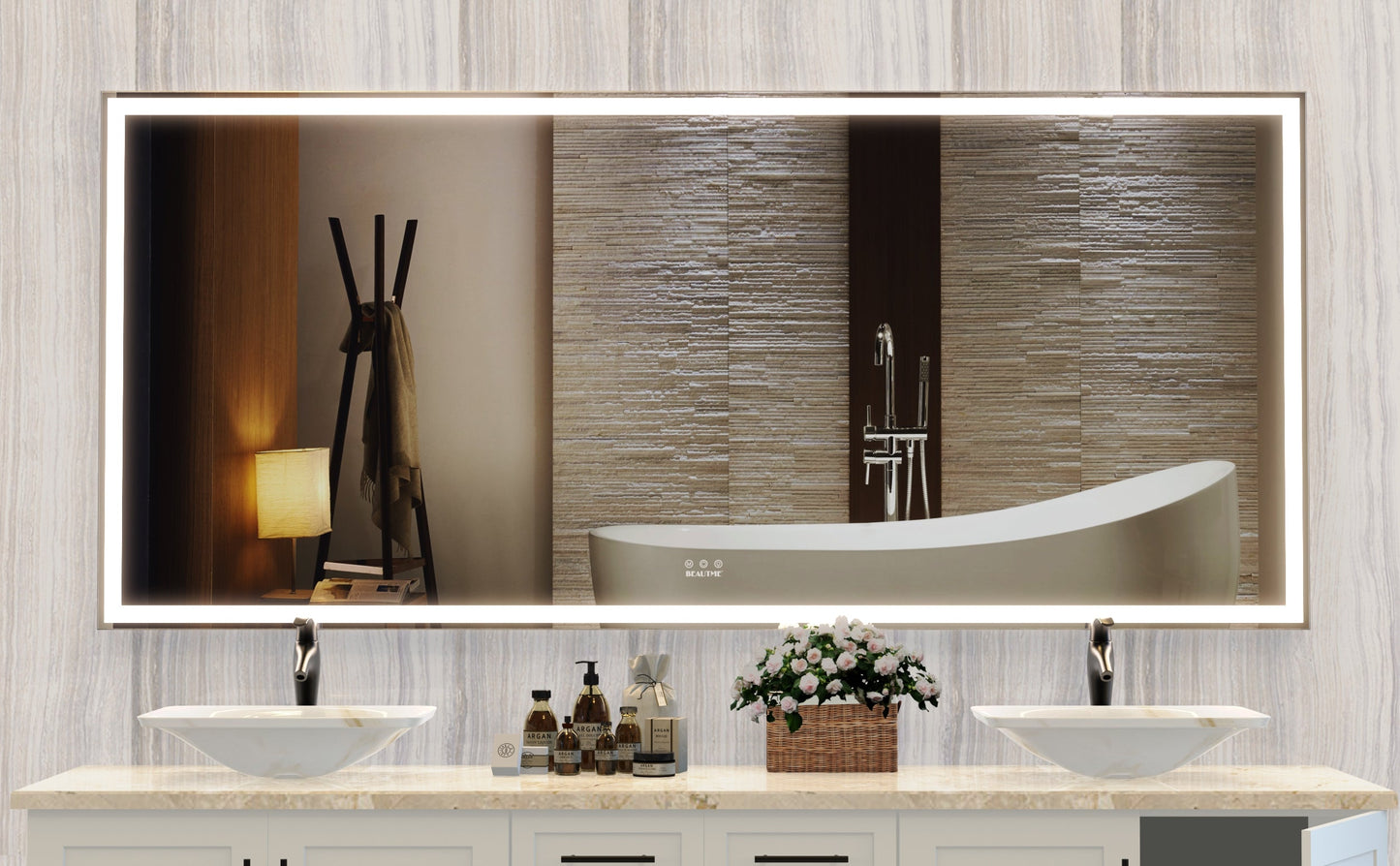 72x32 Inch LED Bathroom Mirror with 3 Color Modes