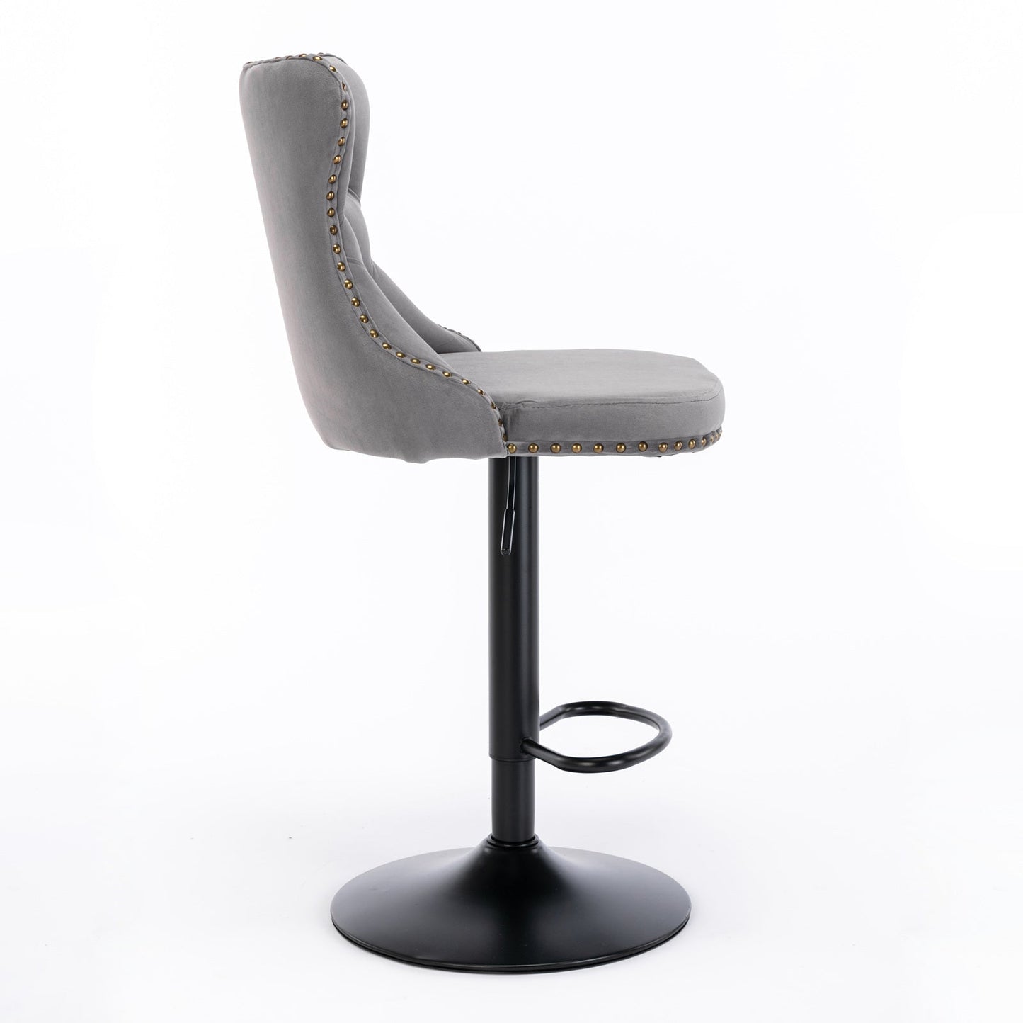 Gray,Set of 2 25-33 Inch,17.7 inch base, Modern Upholstered Bar Stools with Backs Comfortable Tufted for Home Pub and Kitchen - Korvel