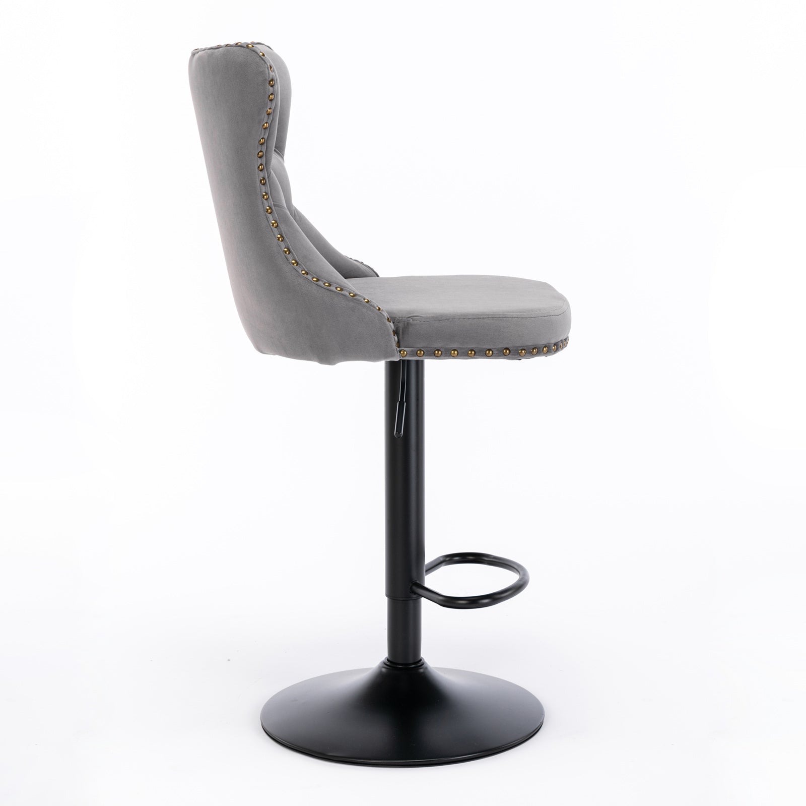 Gray,Set of 2 25-33 Inch,17.7 inch base, Modern Upholstered Bar Stools with Backs Comfortable Tufted for Home Pub and Kitchen - Korvel
