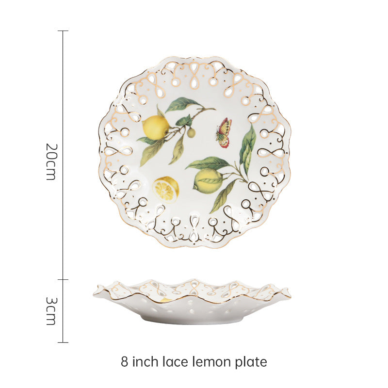 European - style Elegant Lemon Espresso Cups Set: Includes Tea Cups, Saucers, Ceramic Mugs, and a Dessert Plate - Korvel
