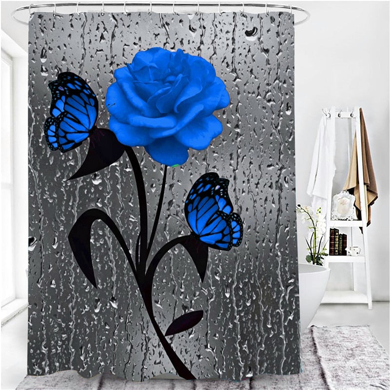 Hot HD Digital Printing Polyester Waterproof Polyester Flower Bathroom Hotel Shower Curtain - Korvel