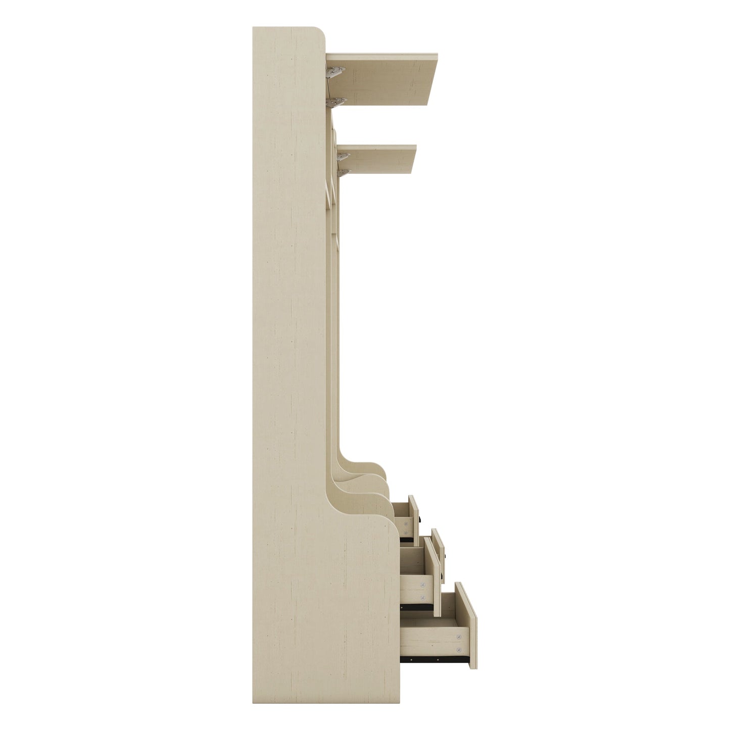 Four in one detachable hall tree with drawers and cabinets, 7 hooks, multifunctional corridor hangers, antique beige shoe stools - Korvel