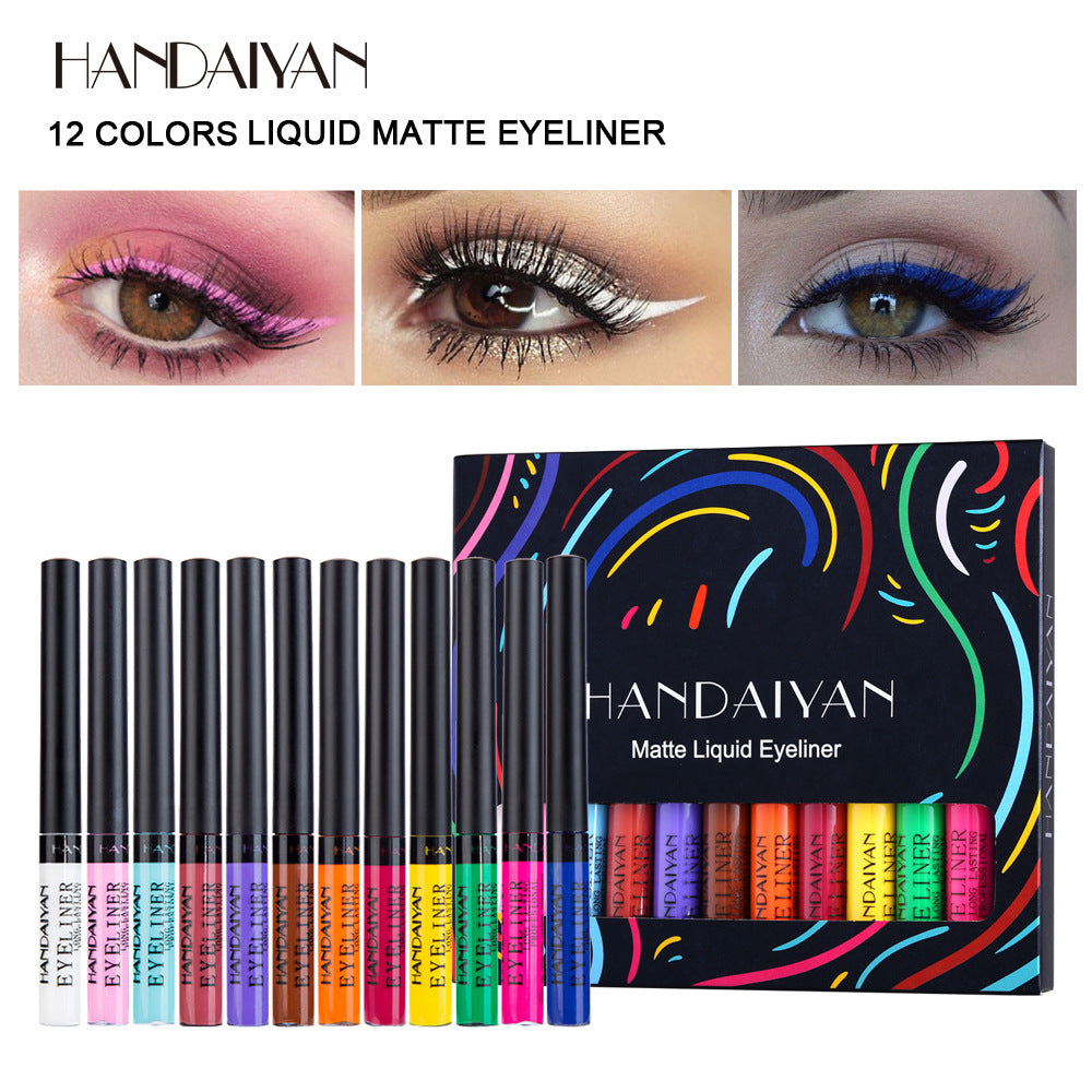 Color Eyeliner Matte Quick Drying Liquid Eyeliner Does Not Smudge 12 Boxes - Korvel