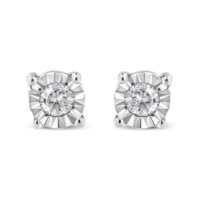 10K Yellow Gold Plated Sterling Silver Diamond Stud Earrings